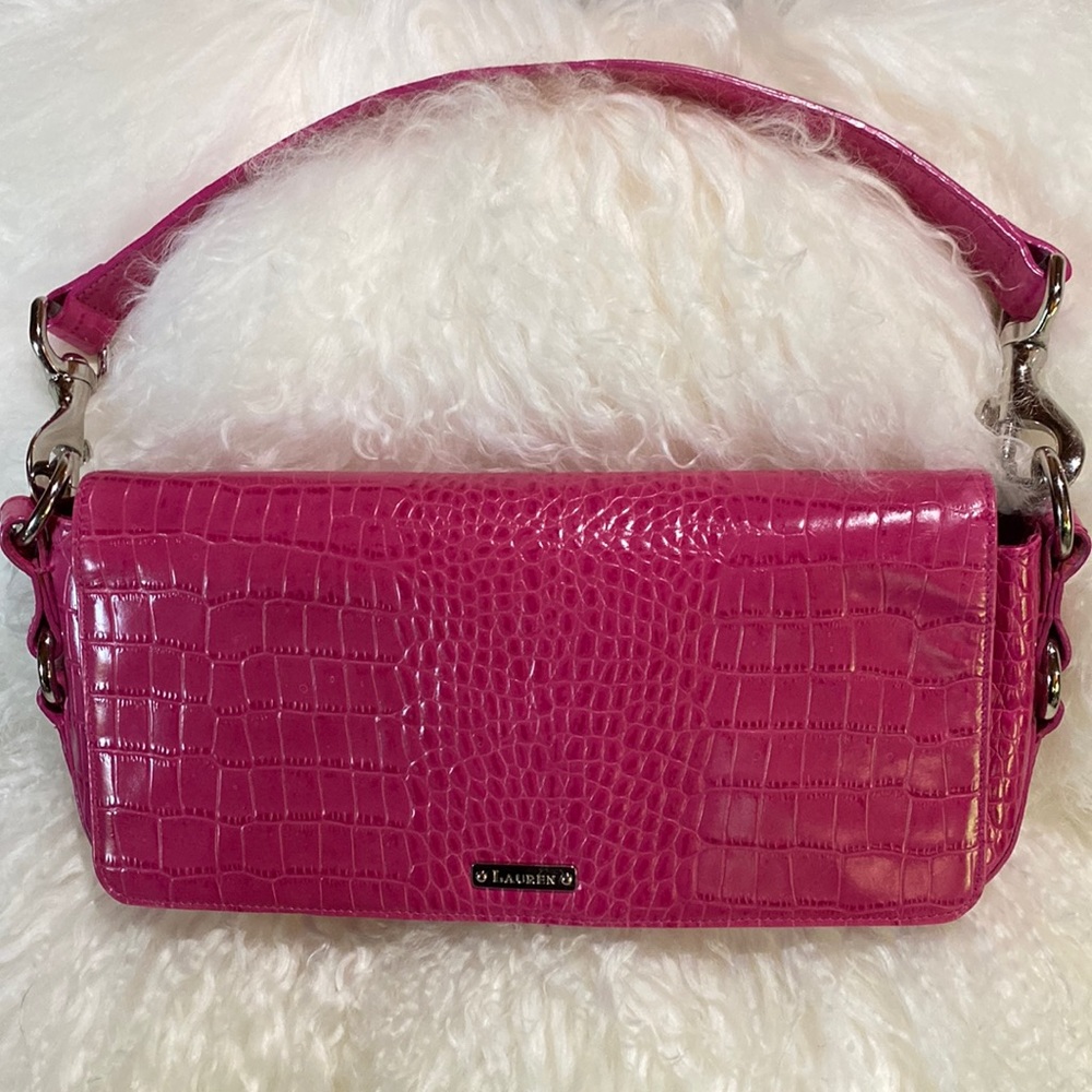 Ralph Lauren pink croc/tote super cute. Like new!